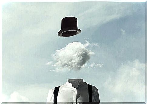 man with cloud instead of head