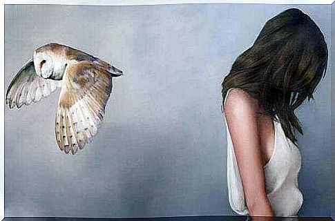 pessimistic woman and owl